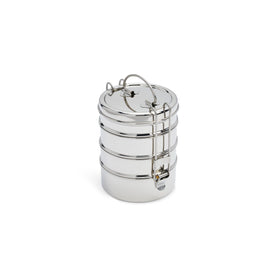 4-Tier Stacked Food Carrier | Stainless Steel Classic Tiffin Style Lunch Box